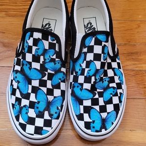 Blue butterfly vans sz 8.5